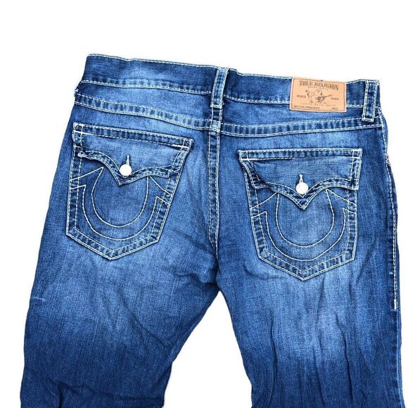 Vintage True Religion Jeans Size 38 STRAIGHT FLAP T Blue - Picture 2 of 12